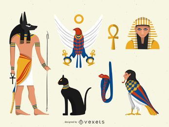 Flat Egypt Illustrations Set Vector Download