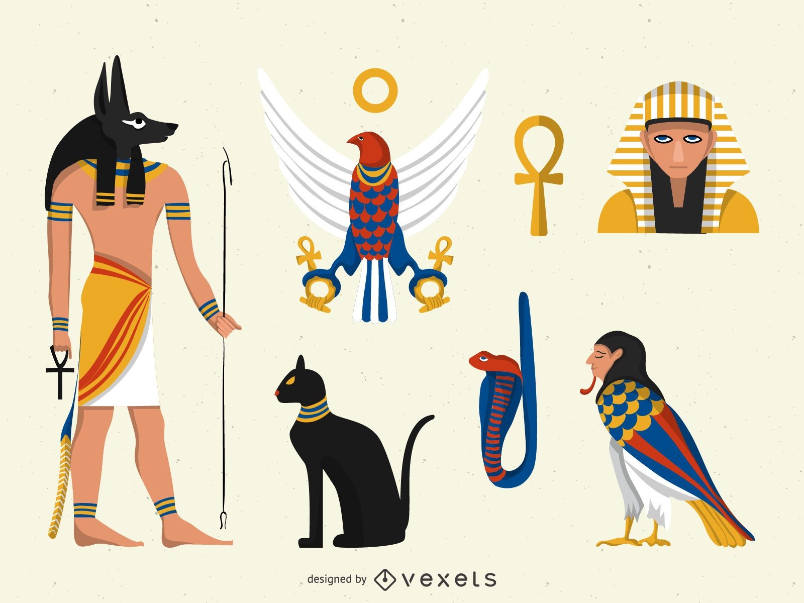 Conjunto de ilustraciones planas de Egipto