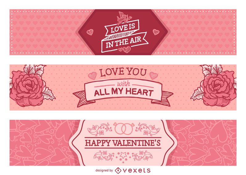 Pink Valentine's Day sign set Pink Valentine's Day sign set