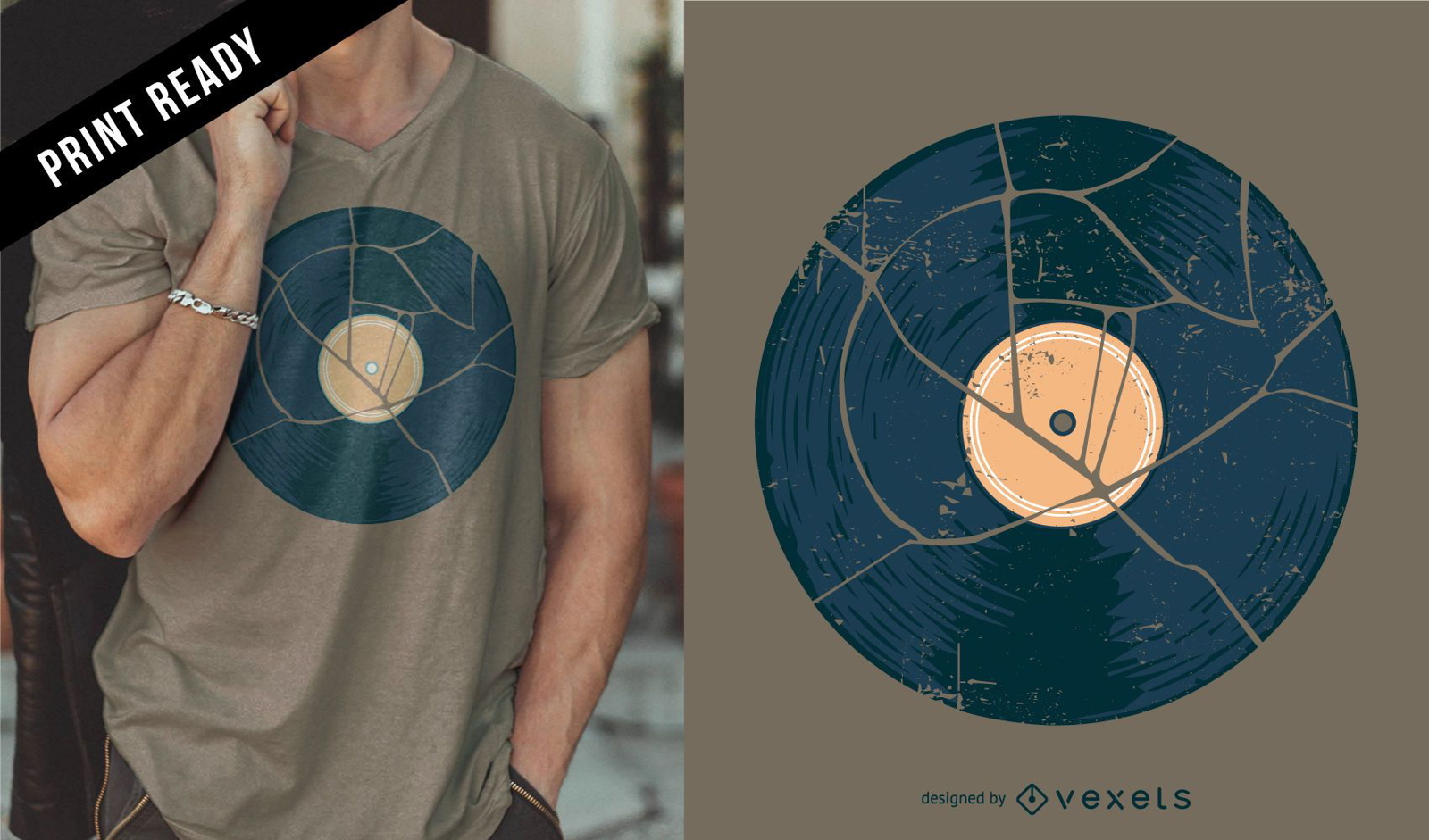 Gebrochenes Vinyl-T-Shirt Design