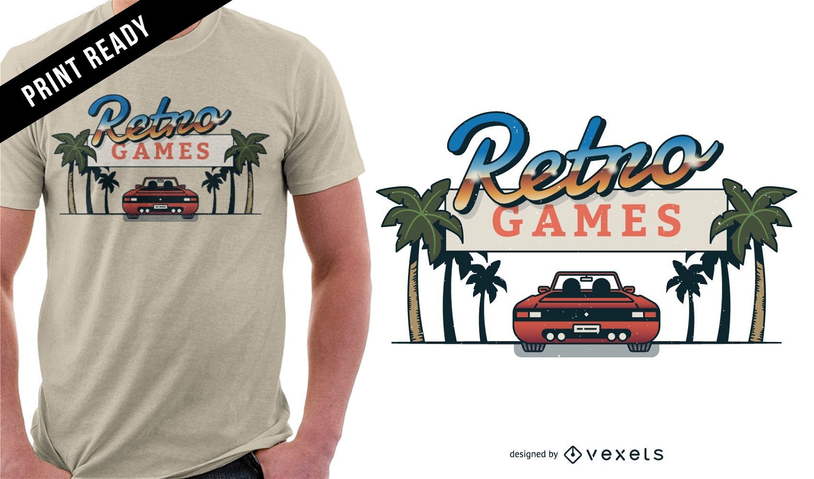 Retro games t-shirt design
