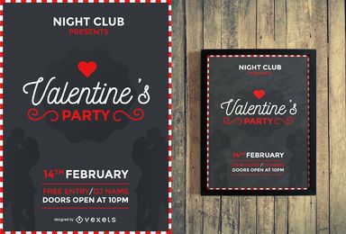 Diseño de flyer de fiesta de San Valentín