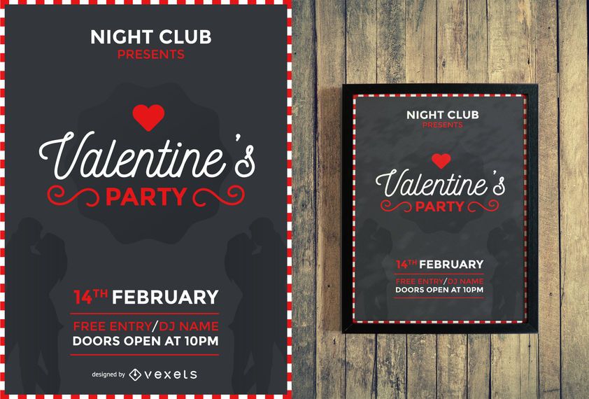 Valentine's party flyer design Valentine's party flyer design