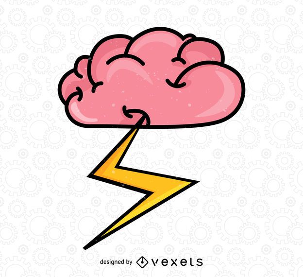 Brain with bolt illustration Brain with bolt illustration