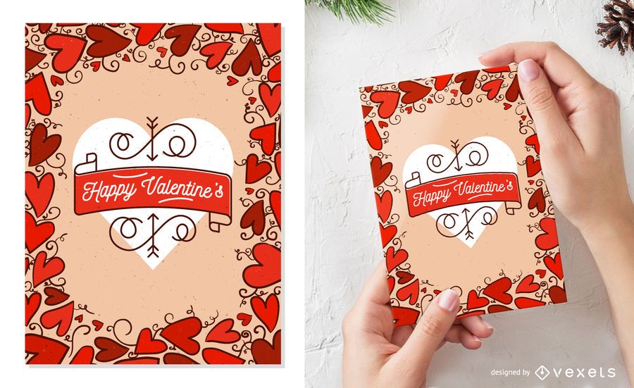 Valentine's Day card filled with hearts Valentine's Day card filled with hearts