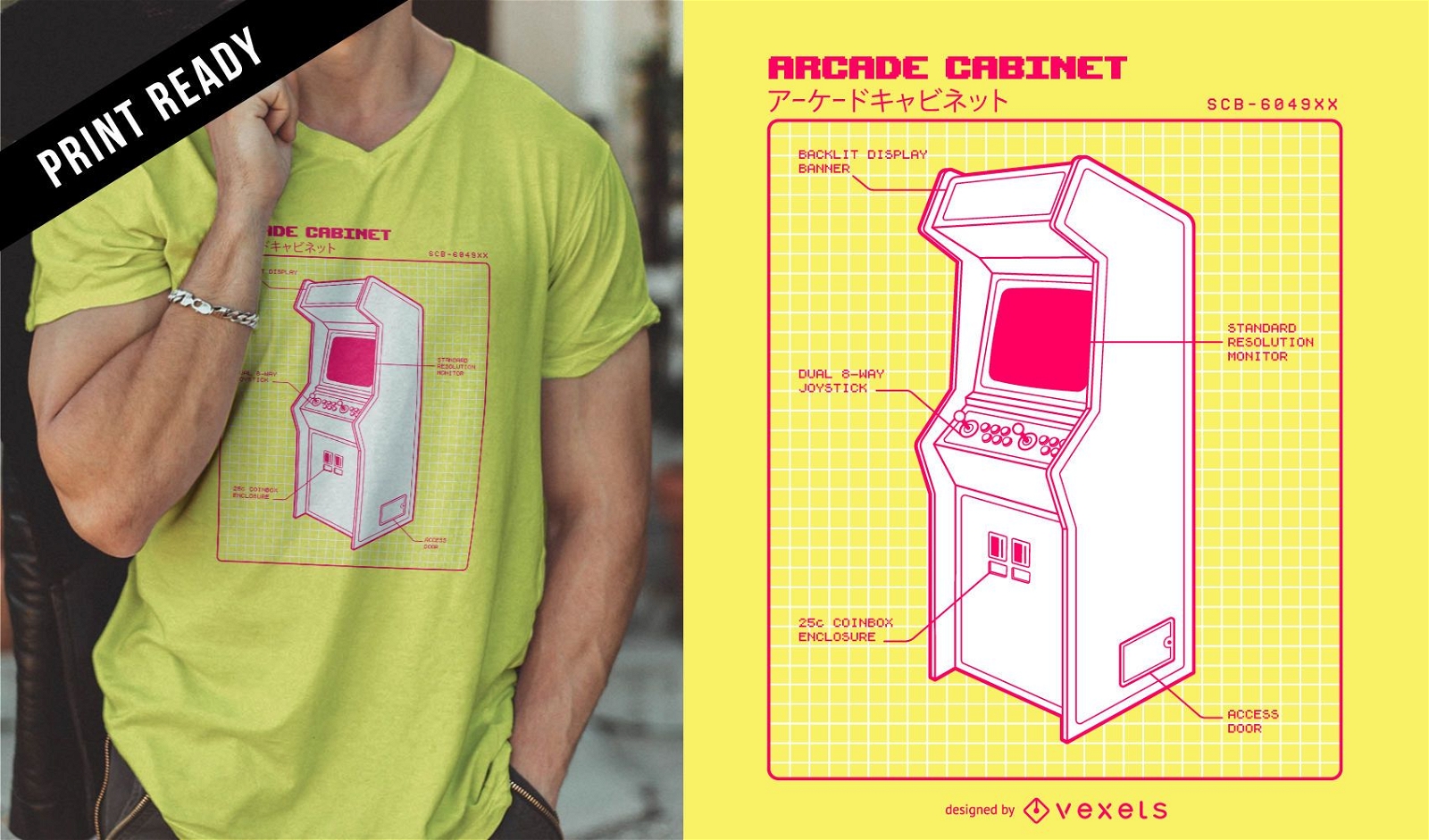 Diseño de camiseta retro arcade.