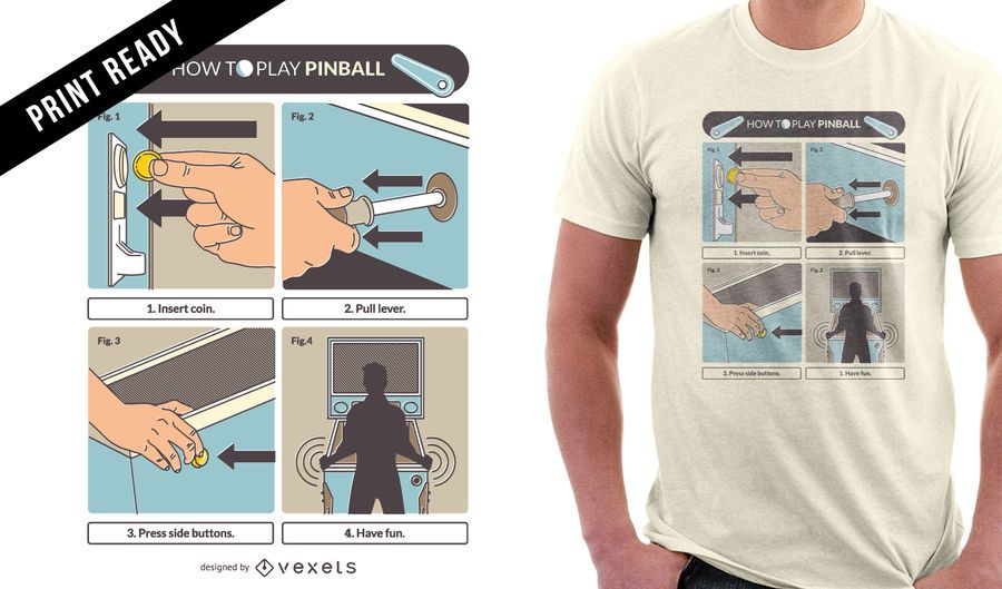 Pinball game t-shirt design Pinball game t-shirt design