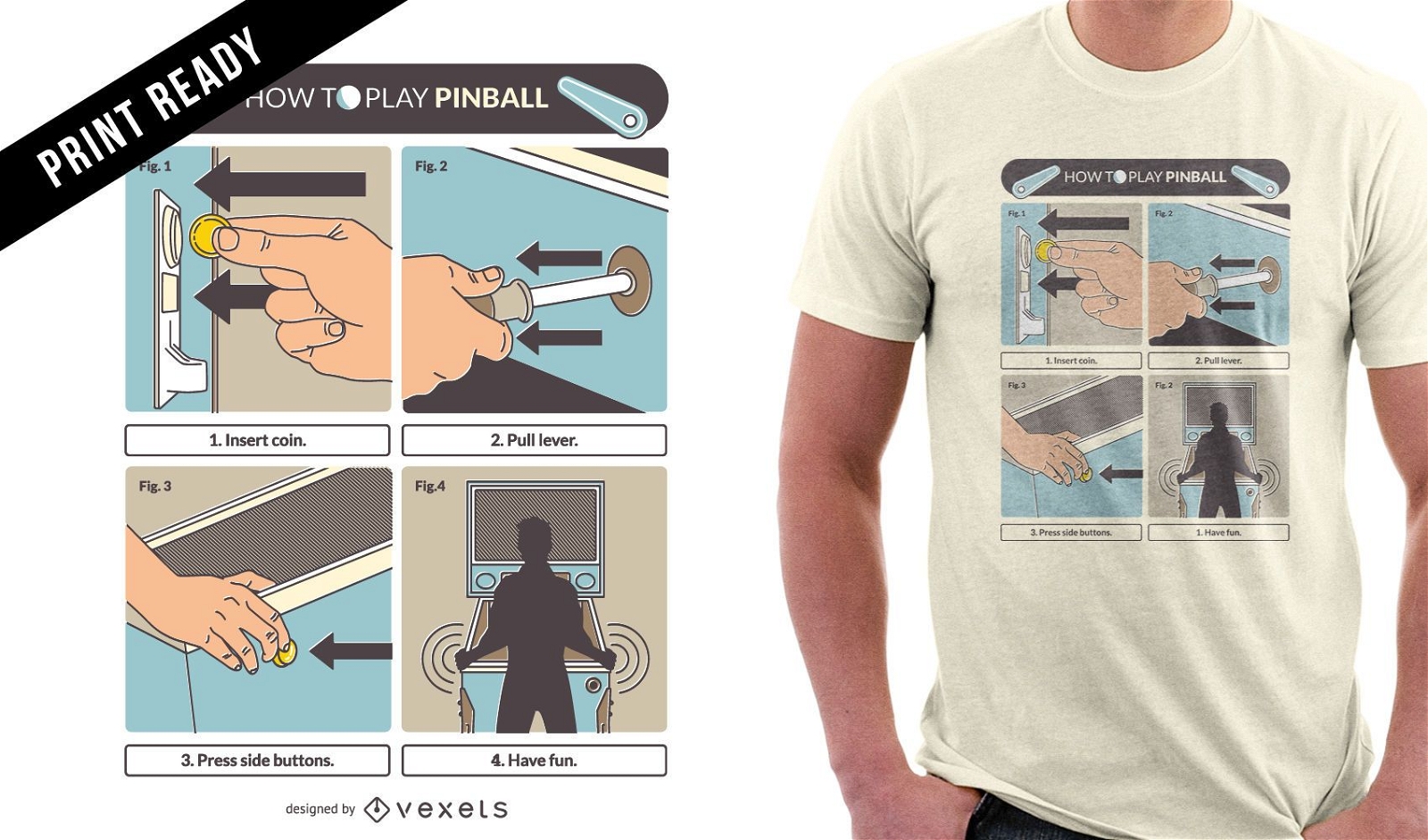 Pinball game t-shirt design