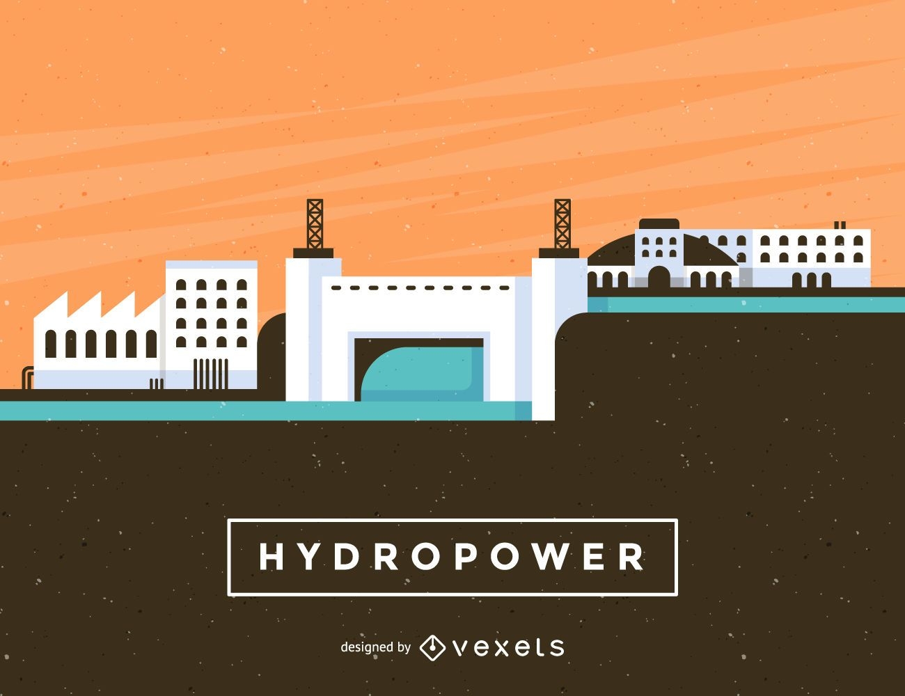 Ilustração de usina hidrelétrica