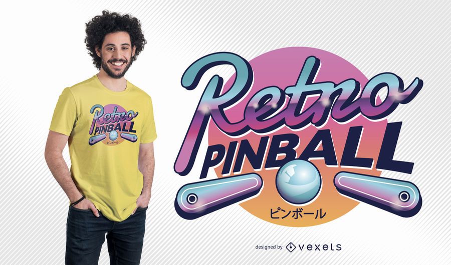 Diseño retro de camiseta de pinball Diseño retro de camiseta de pinball