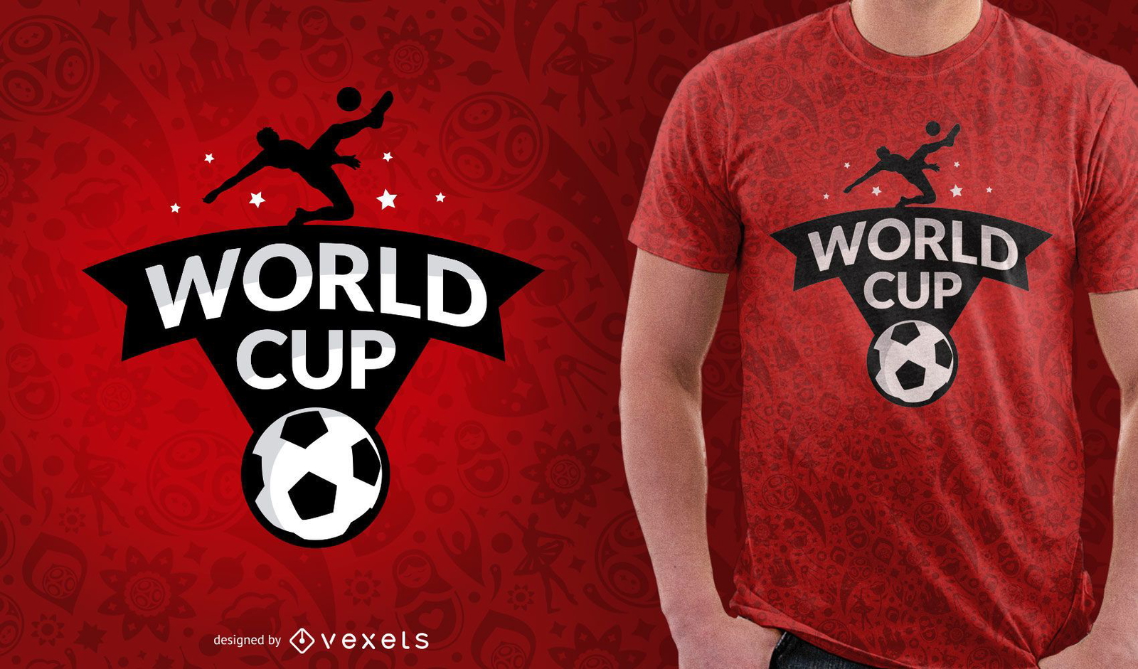 Design de camiseta com ilustração da Copa da Rússia