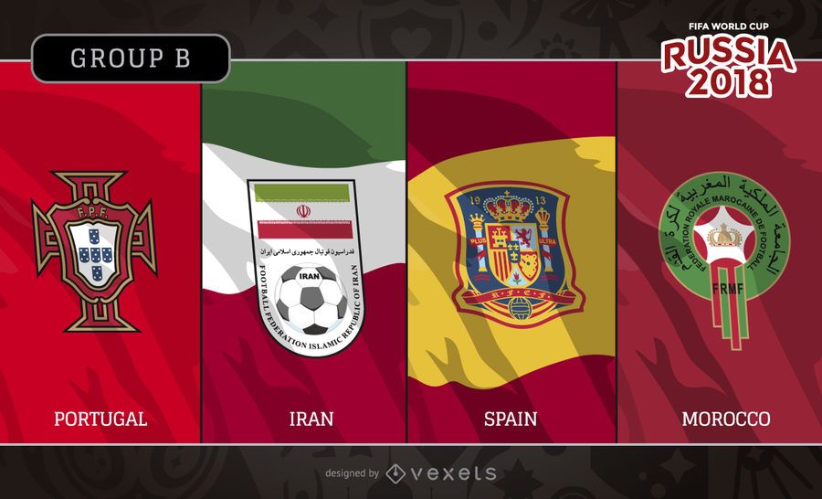 Rússia 2018 Grupo B emblema de bandeiras Rússia 2018 Grupo B emblema de bandeiras