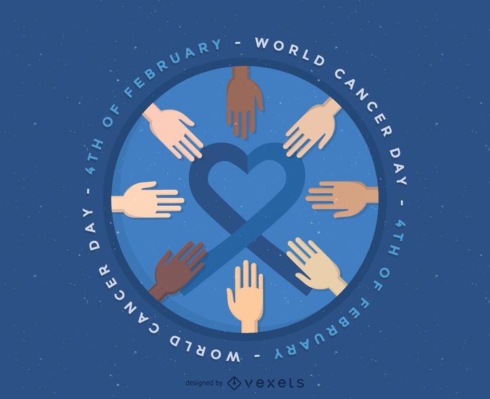 World Cancer Day illustration badge World Cancer Day illustration badge