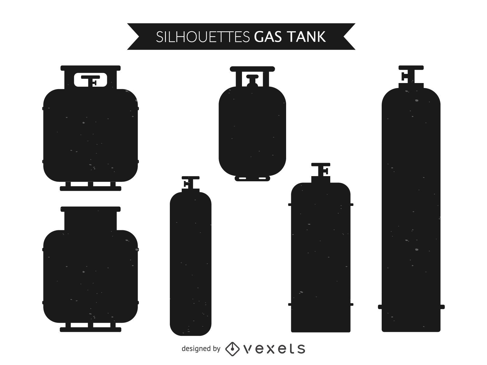 Conjunto de silueta de tanque de gas