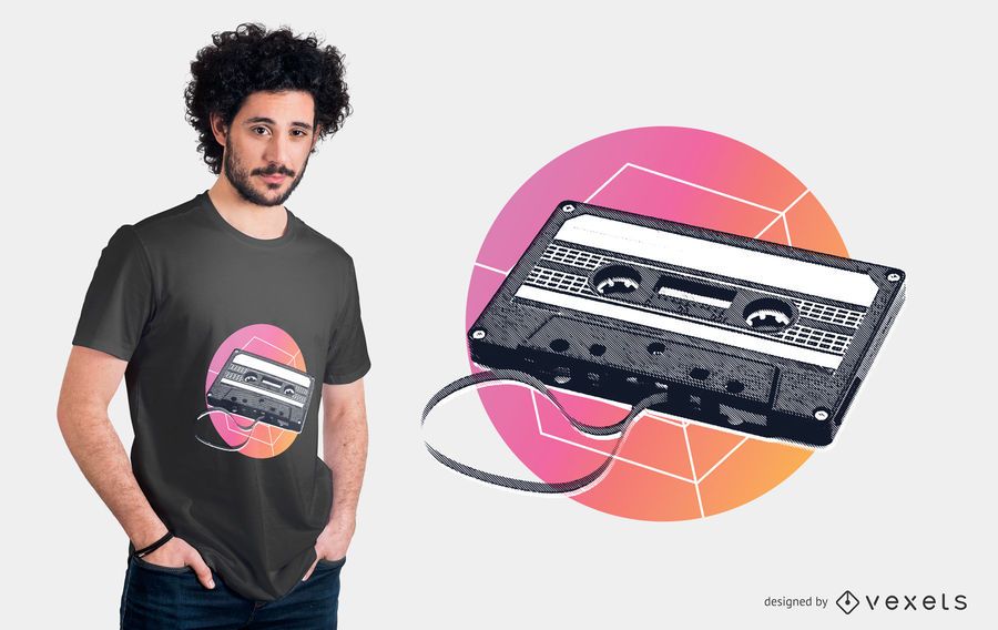Diseño retro de camiseta de cassette. Diseño retro de camiseta de cassette.