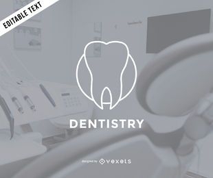 Modelo de logotipo de dentista plana