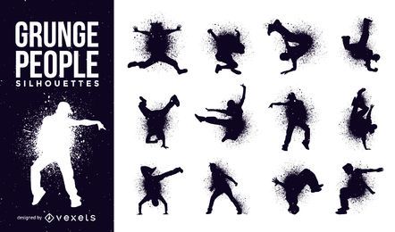 Leuteschattenbilder in der grunge Art Leuteschattenbilder in der grunge Art