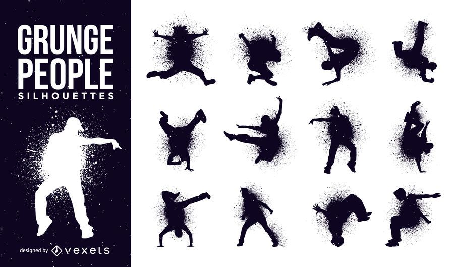 Siluetas de personas en estilo grunge Siluetas de personas en estilo grunge