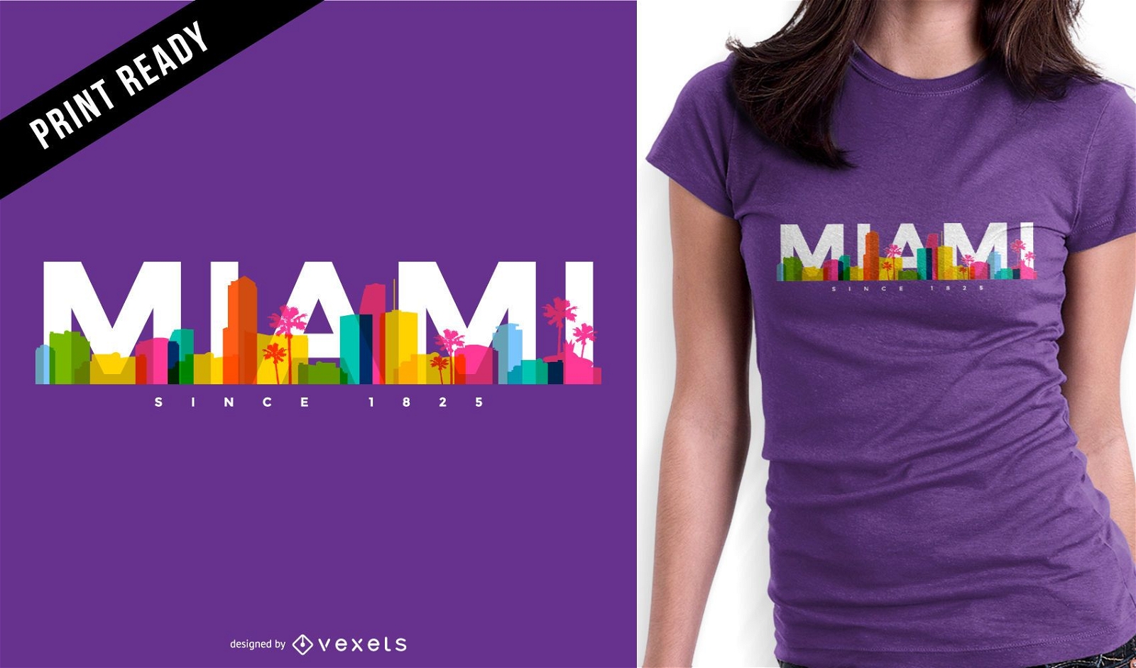 Diseño de camiseta de Miami Skyline
