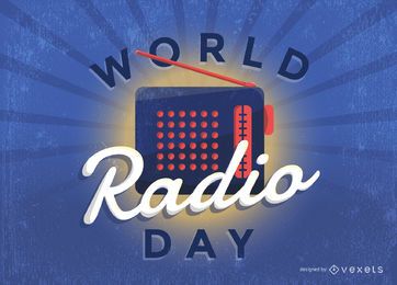 Cartel vintage del día mundial de la radio