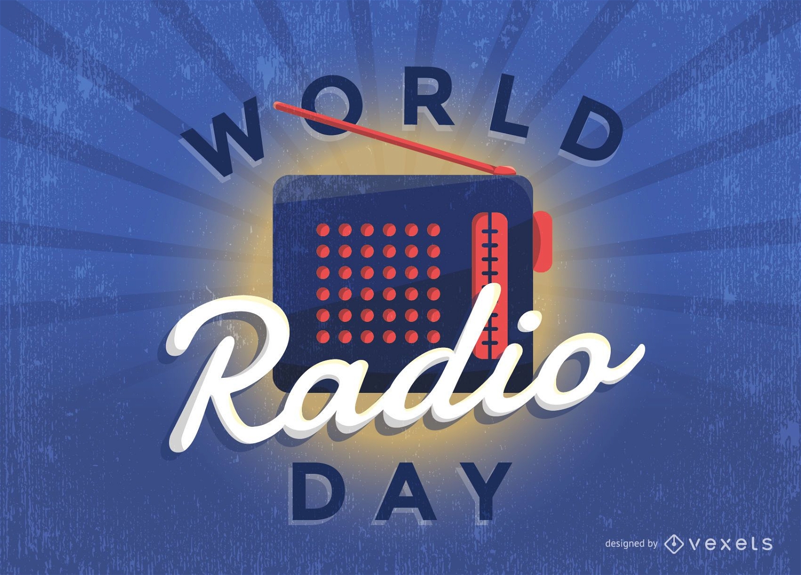 Pôster vintage do Dia Mundial do Rádio