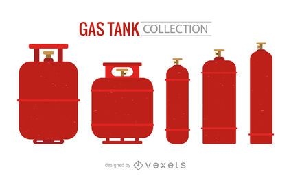 Red gas tank silhouette set