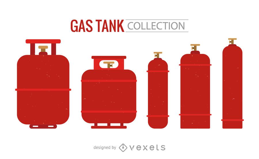 Red gas tank silhouette set Red gas tank silhouette set