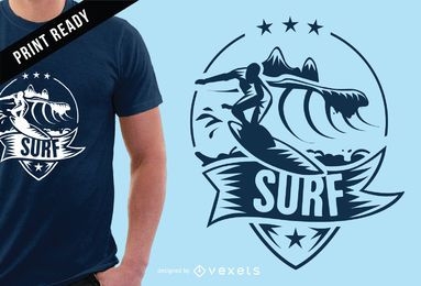 Design de t-shirt do emblema do surf