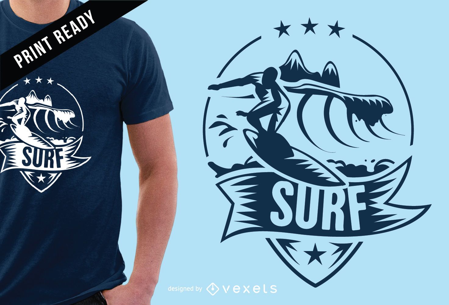 Diseño De Camiseta De La Insignia De Surf Descargar Vector