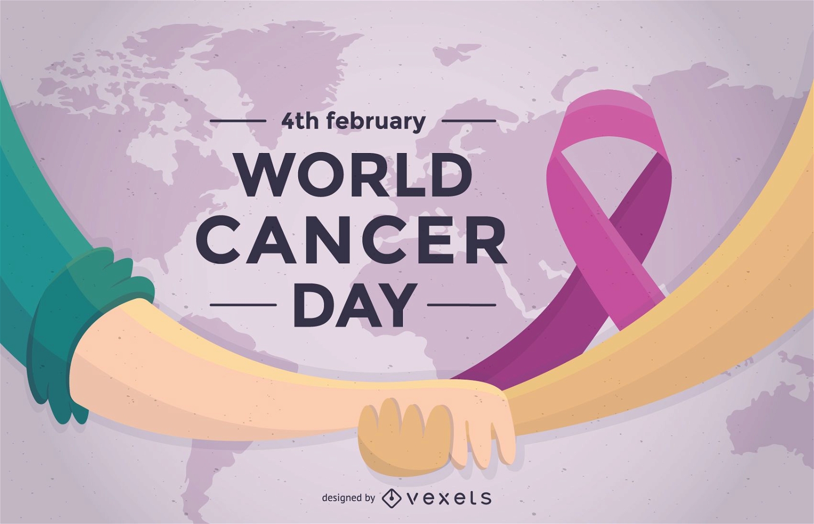 Ilustração de fita do Dia Mundial do Câncer