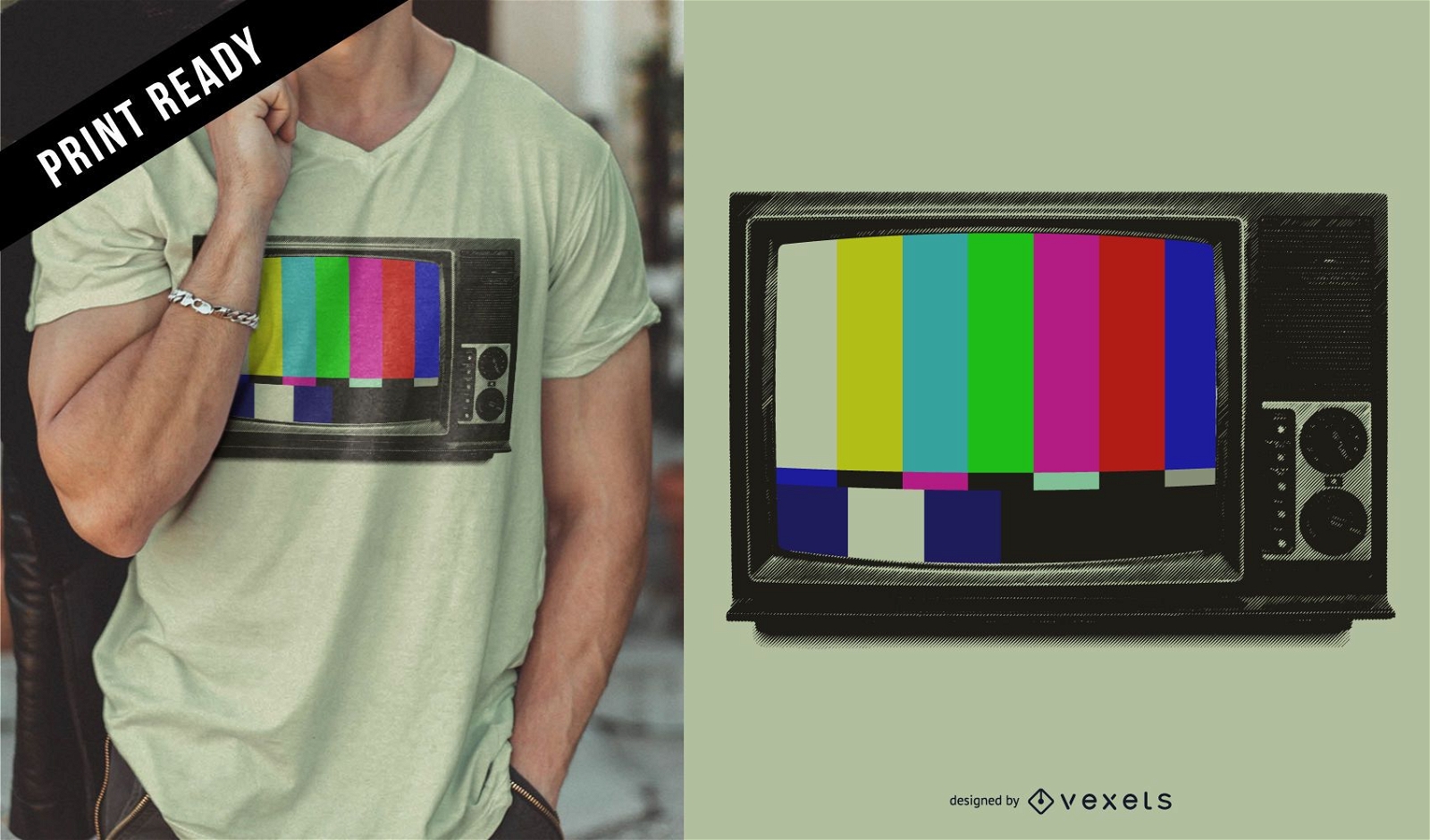 Design retr? de camisetas para TV