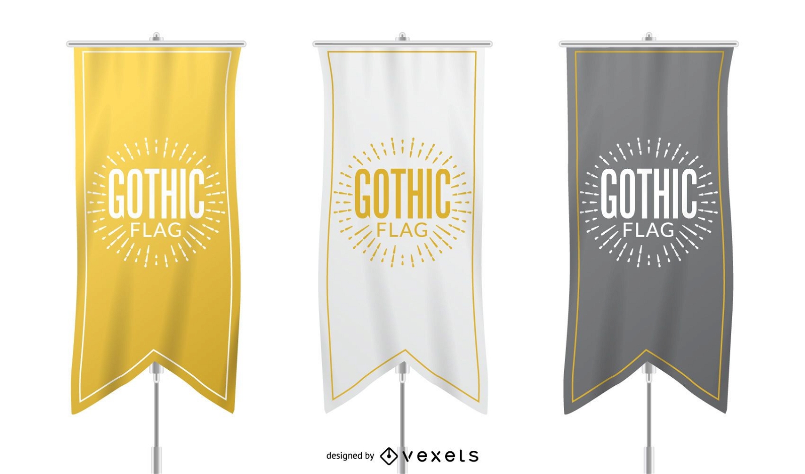 Gothic flags mockup template
