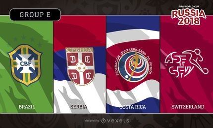 Russia 2018 Group E flags and logos