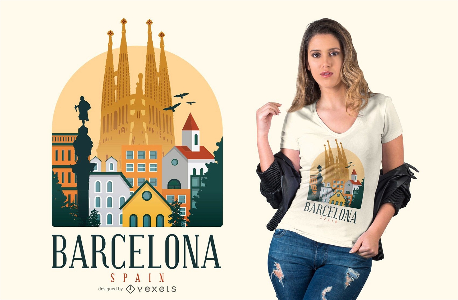 Barcelona Spanien T-Shirt Design