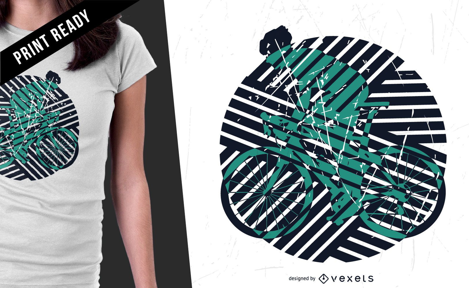 Desenho de t-shirt com ilustração de bicicleta
