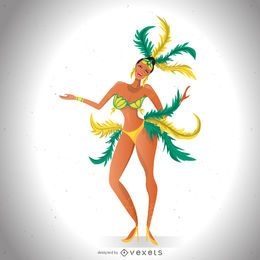Ilustração de dançarina de carnaval brasileira