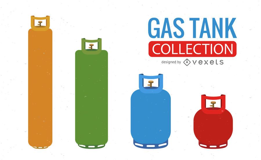 Conjunto de ilustração de tanque de gás colorido Conjunto de ilustração de tanque de gás colorido