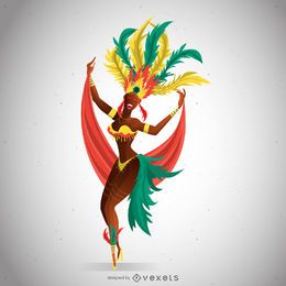 Dançarina de carnaval com fantasia colorida