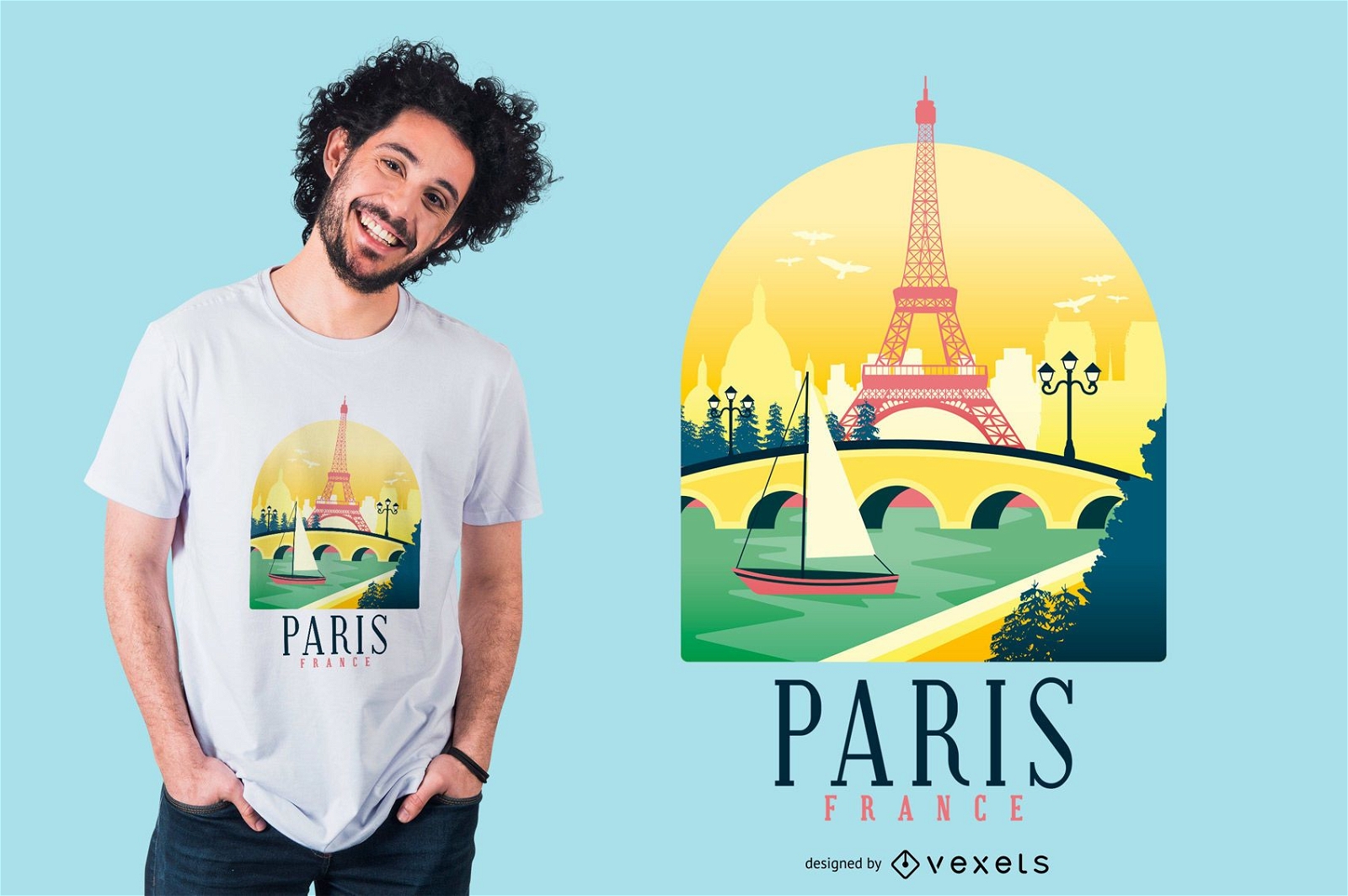 Design de camiseta com o horizonte de Paris