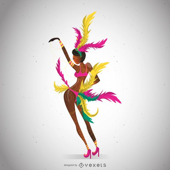 Illustrated carnival dancer posing Illustrated carnival dancer posing