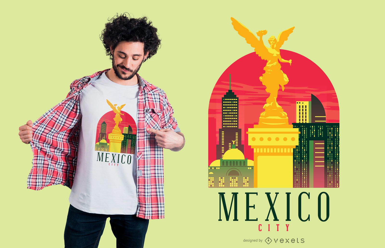 Diseño de camiseta del horizonte de la Ciudad de México