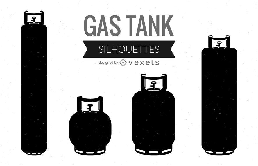Silhuetas de tanque de gás ilustrado Silhuetas de tanque de gás ilustrado