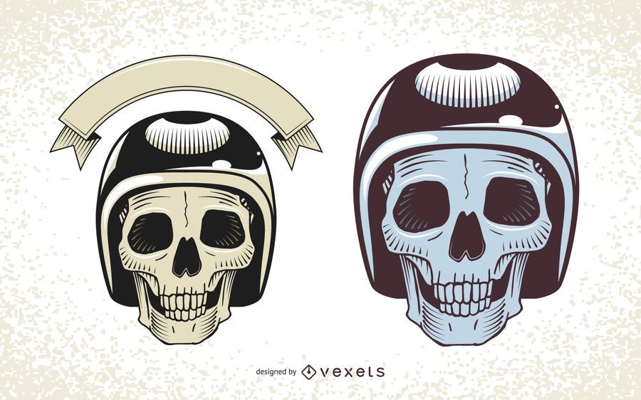 Crânio com ilustrações de capacete de motocicleta Crânio com ilustrações de capacete de motocicleta