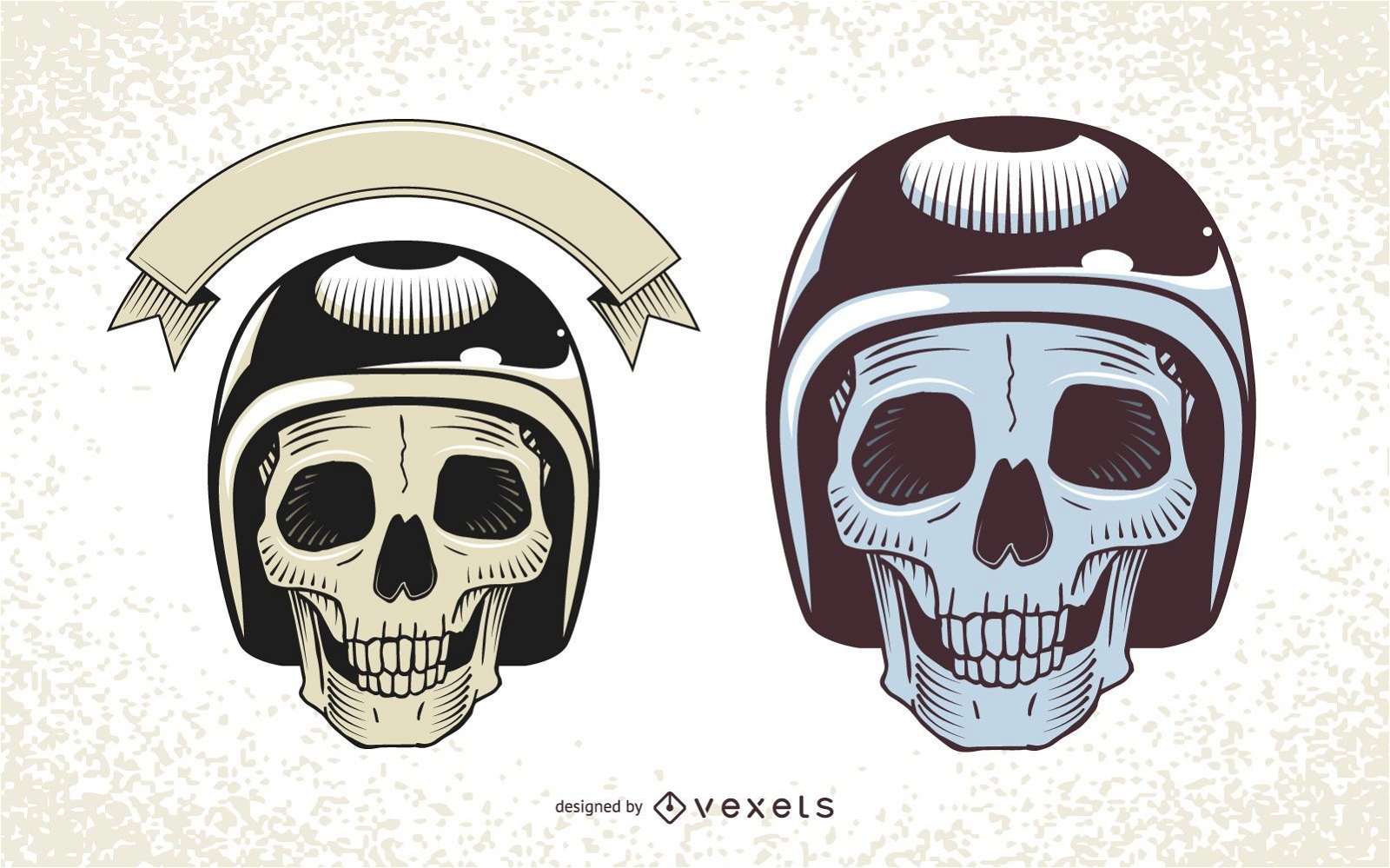 Skull with motorcycle helmet illustrations