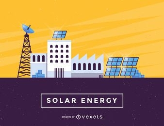 Ilustração da indústria de painéis de energia solar