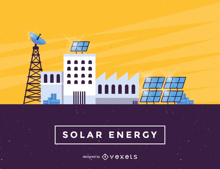Solar Energy panels industry illustration Solar Energy panels industry illustration