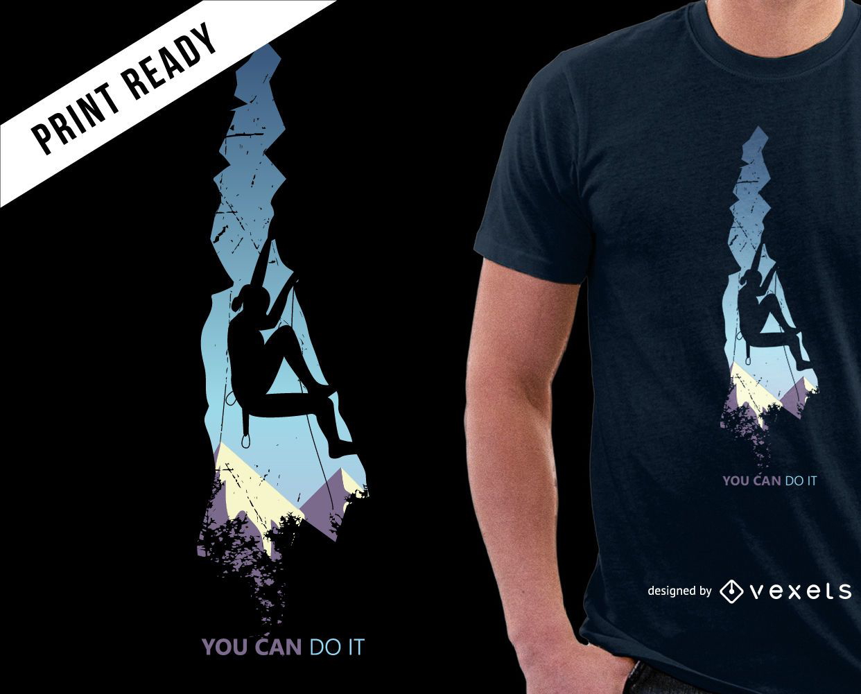 Design de t-shirt para escalar montanhas