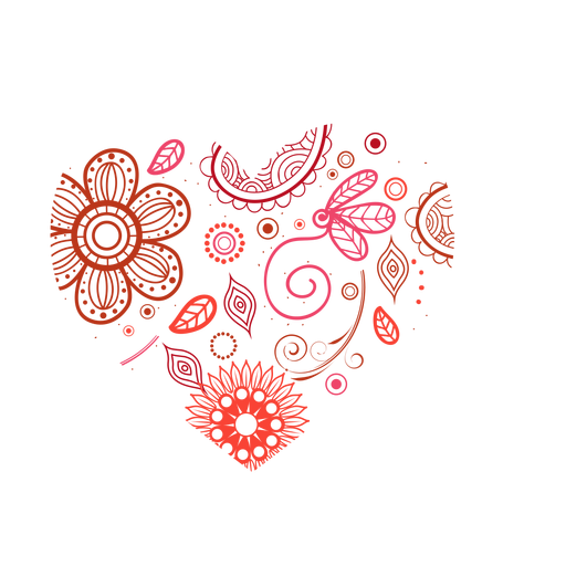 Pegatina corazón de flores Diseño PNG