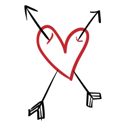 Coração perfurado com duas flechas Desenho PNG