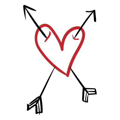 Heart pierced with two arrows PNG Design